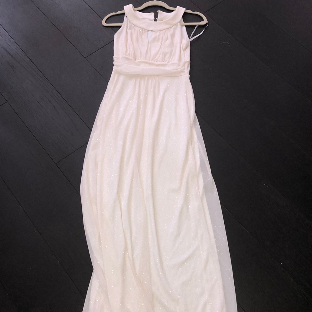 NWT formal glimmer iridescent off white dress 6